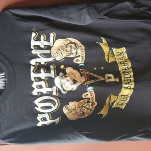 Popeye the Sailor man black LS Tee shirt size Small